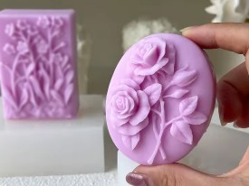 Molde silicona jabon ovalado rosas